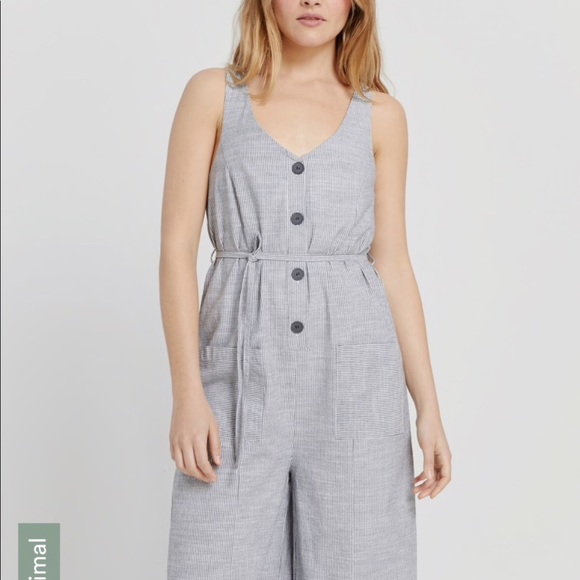 Frank & Oak Good Cotton Button-Up Striped Jumpsuit - Picture 1 of 7